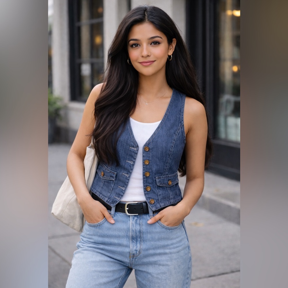 New York & Company Denim Vest Size 8 | Cotton Stretch elevated basics